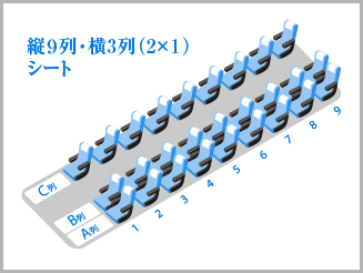 VIPライナー 【101便】 3列（2＋1）シート  王子・東京 → 大阪・なんば・天王寺  座席図面画像